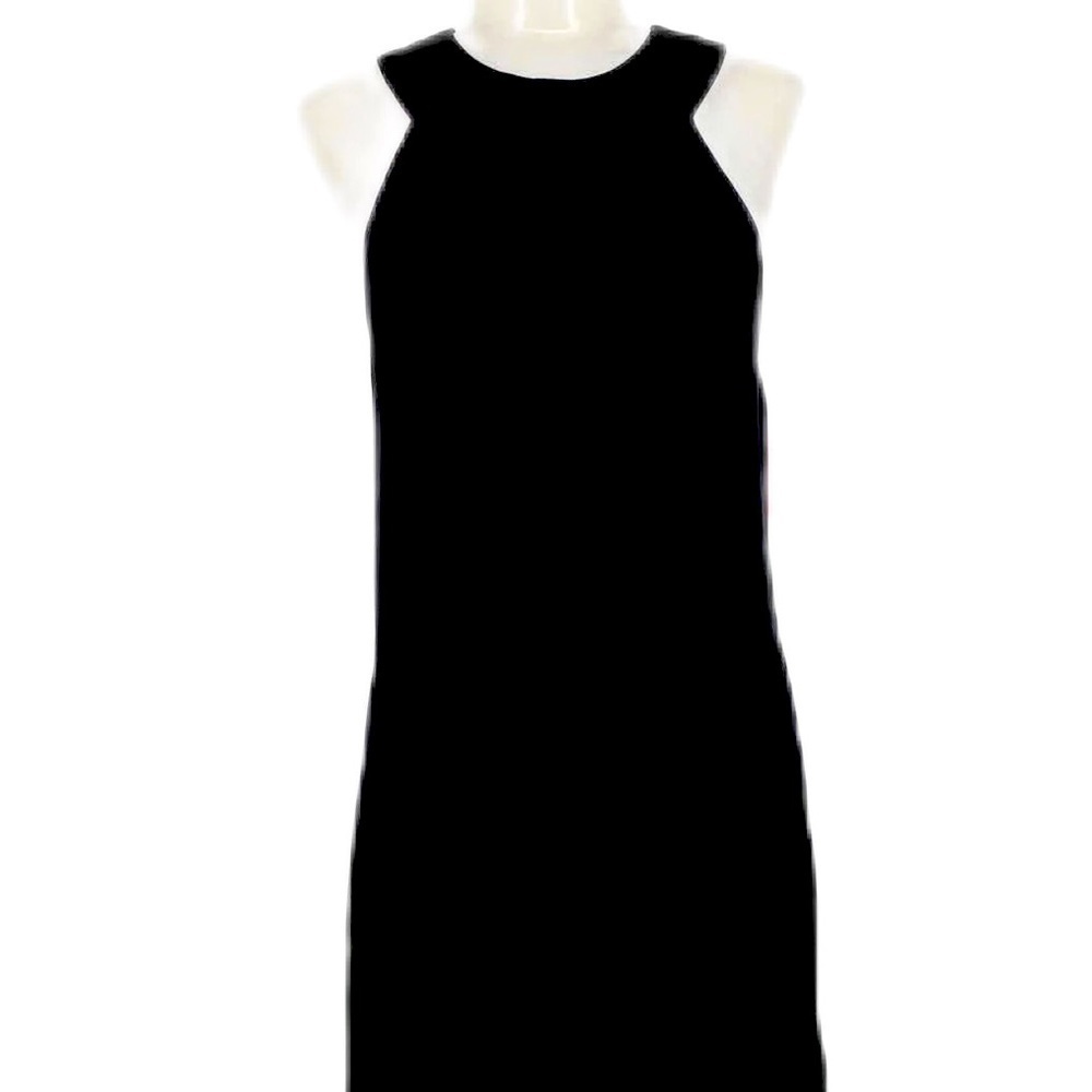 Vintage Yigal Azrouel Round Leather Neck Maxi Dress Size 2 Black New With Tag
